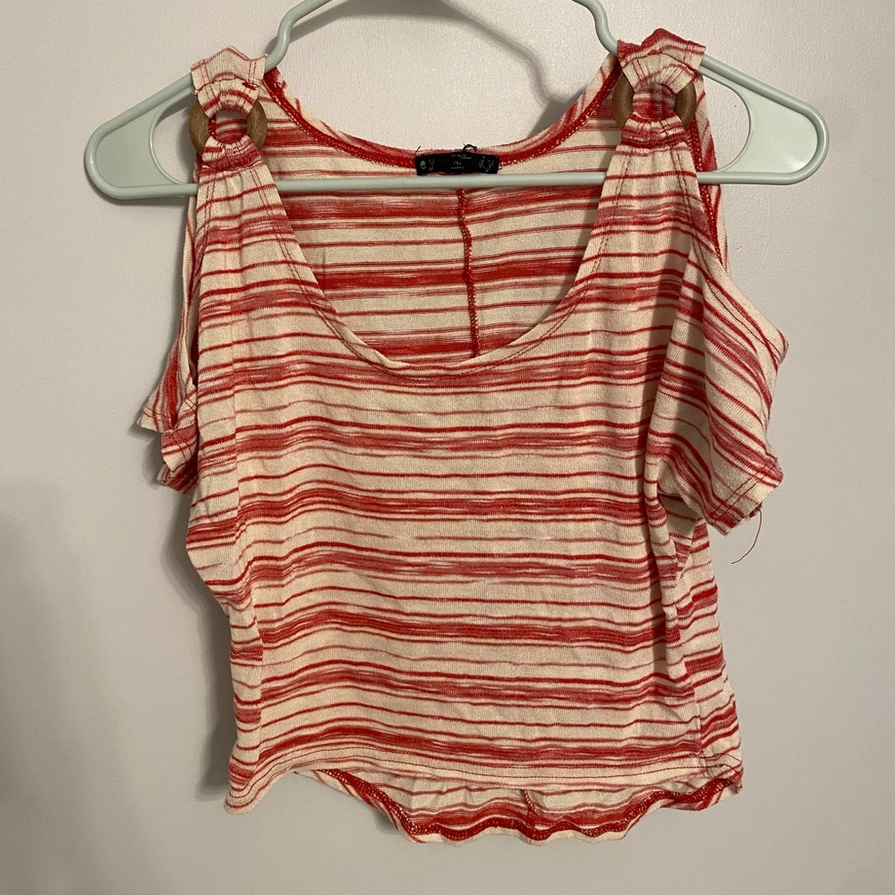 Striped blouse with cut out sleeves